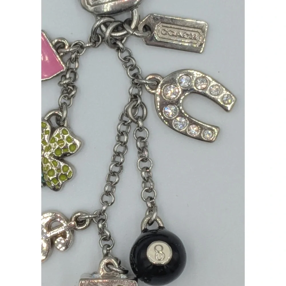 Coach Lucky Charm Keychain Mix Silver Dice Lucky 7 Clover 8-Ball Horseshoe Fob